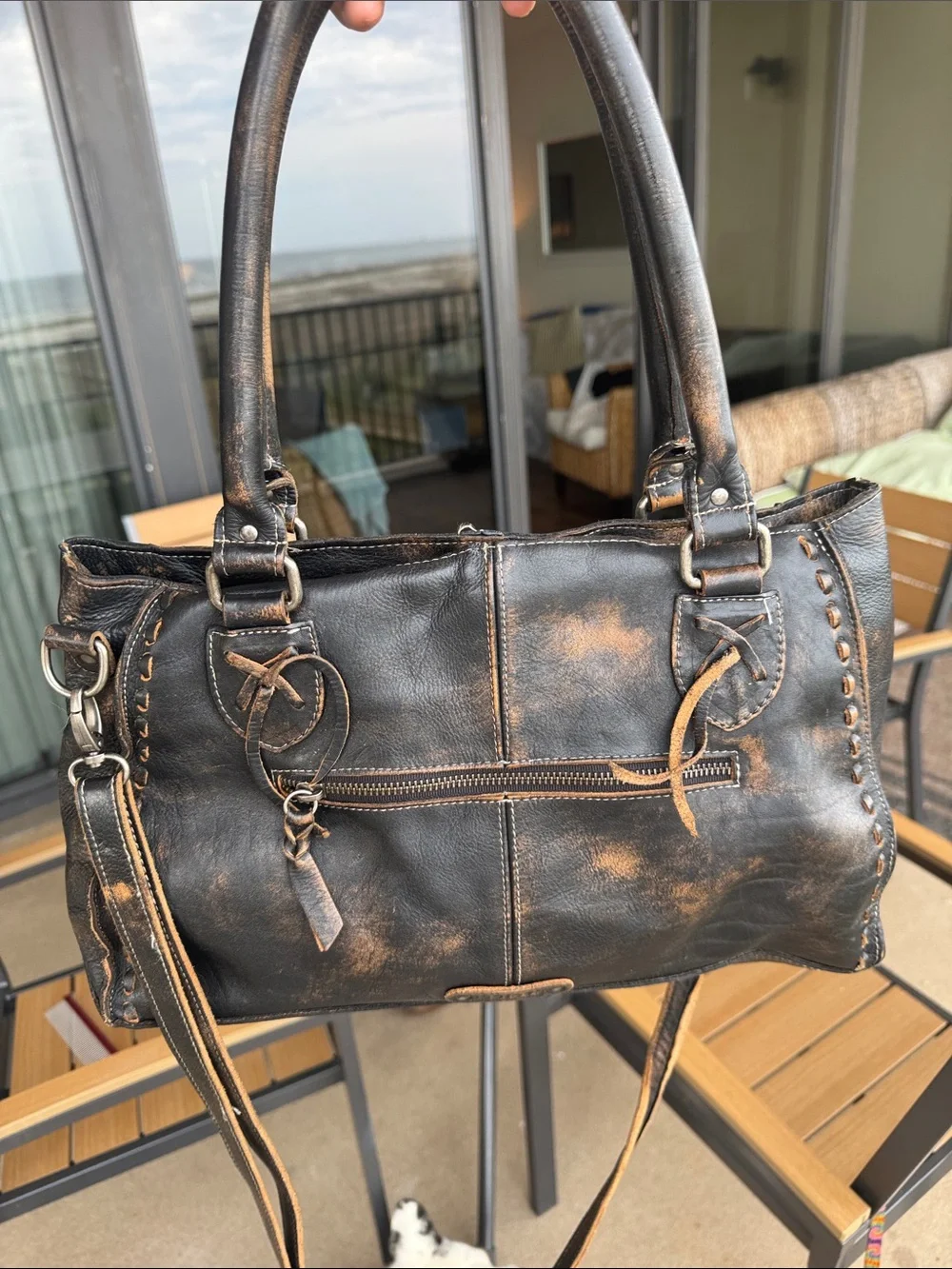 💫BedStu Rockababy Hand Washed Leather Two Way Satchel Bag New Condition 💫 - Picture 2 of 10